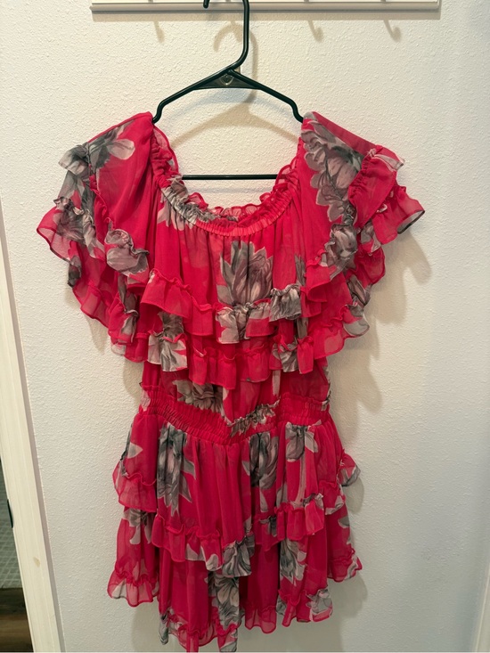 Misa Los Angeles Dresses & Skirts - Misa Los Angeles Hot Pink Ruffled Floral Mini Dress